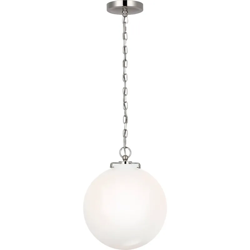 Thomas O'Brien Katie4 1 Light 12 inch Polished Nickel Globe Pendant Ceiling Light in White Glass
