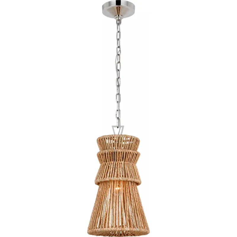 Chapman & Myers Antigua LED 10.5 inch Polished Nickel and Natural Abaca Pendant Ceiling Light