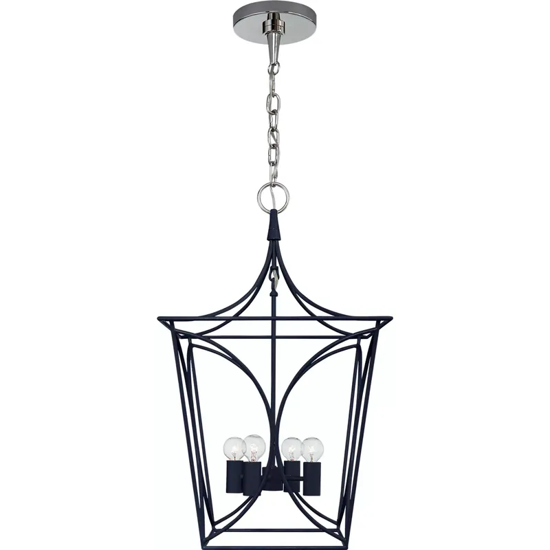 kate spade new york Cavanagh 4 Light 13.75 inch French Navy and Polished Nickel Lantern Pendant Ceiling Light, Small