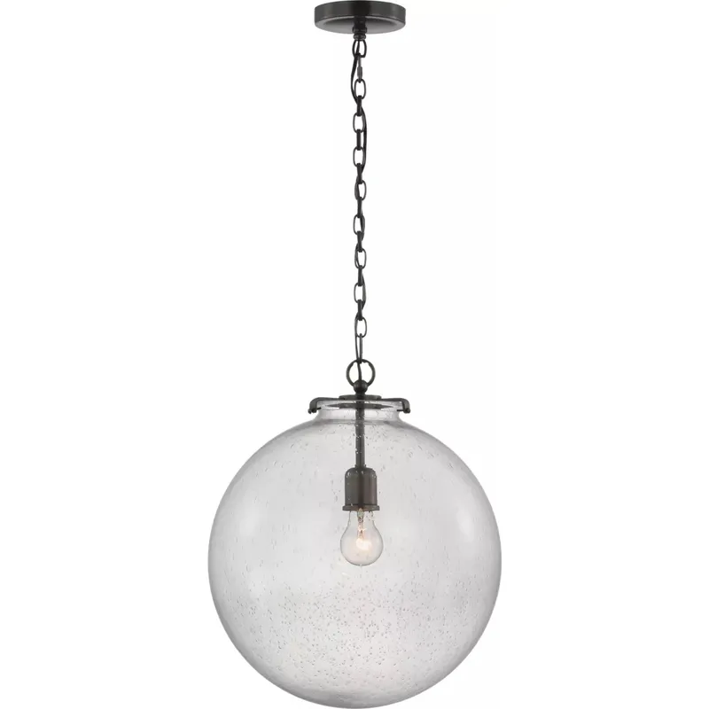 Thomas O'Brien Katie LED 16 inch Bronze Globe Pendant Ceiling Light in Seeded Glass, Large
