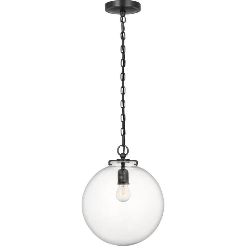 Thomas O'Brien Katie4 1 Light 12 inch Bronze Globe Pendant Ceiling Light in Seeded Glass
