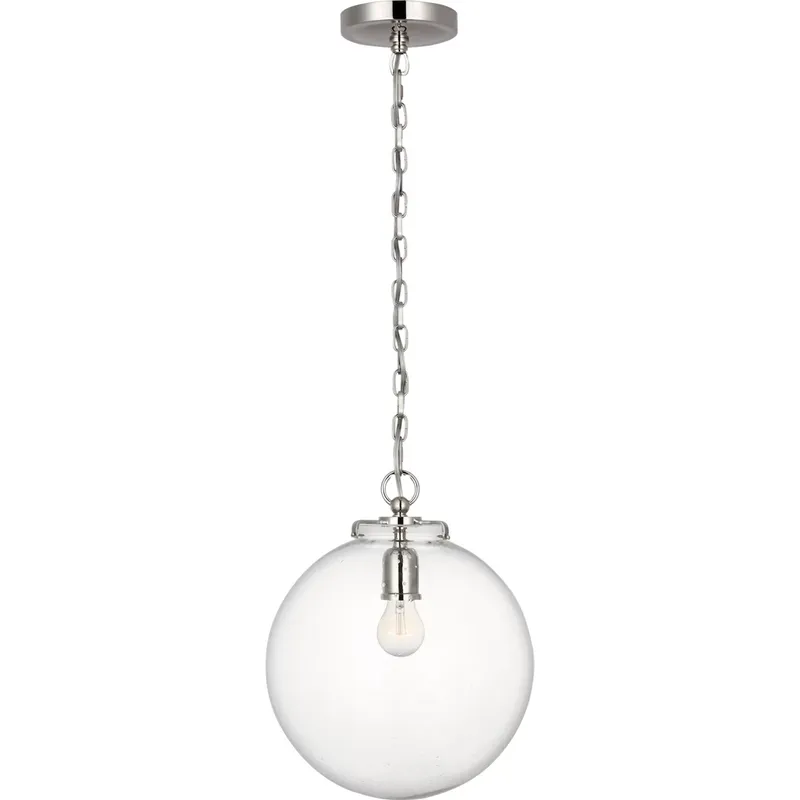 Thomas O'Brien Katie4 1 Light 12 inch Polished Nickel Globe Pendant Ceiling Light in Seeded Glass