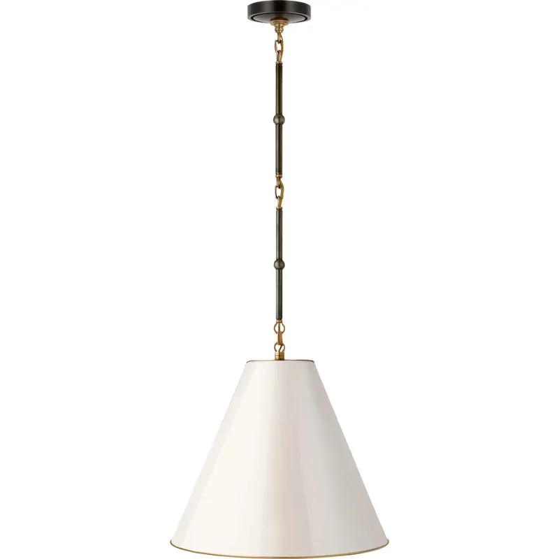 Thomas O'Brien Goodman 1 Light 15 inch Bronze with Antique Brass Hanging Shade Ceiling Light in Antique White, Bronze and Hand-Rubbed Antique Brass, Small