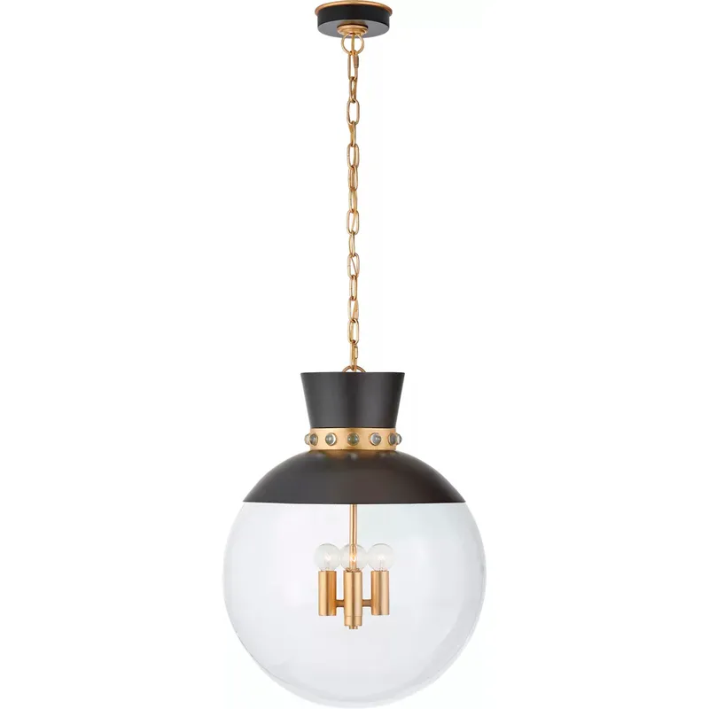 Julie Neill Lucia 4 Light 18 inch Matte Black and Gild Pendant Ceiling Light, Large