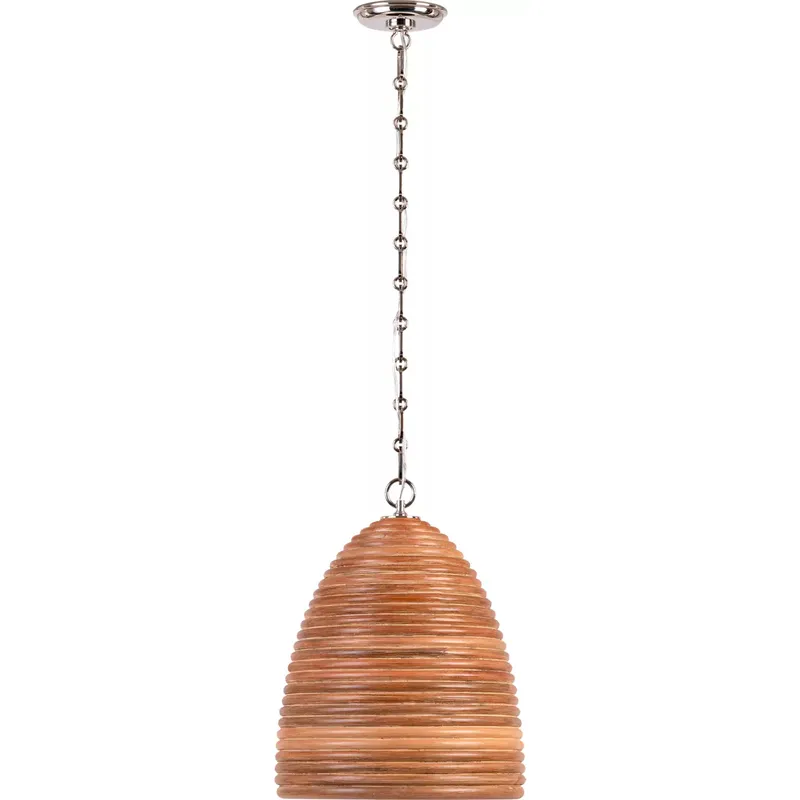 Suzanne Kasler Emerson LED 14 inch Polished Nickel Pendant Ceiling Light in Natural Rattan