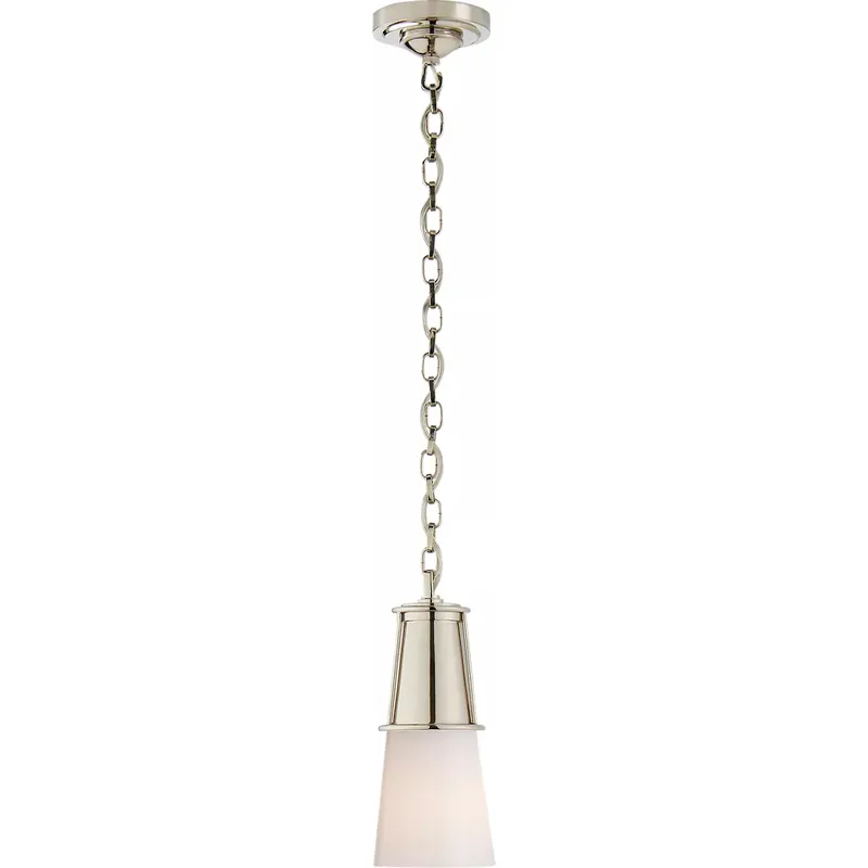 Thomas O'Brien Robinson 1 Light 4.75 inch Polished Nickel Pendant Ceiling Light in White Glass, Small