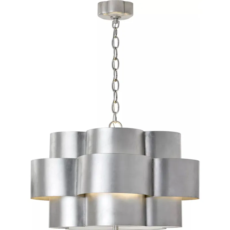 AERIN Arabelle 5 Light 28 inch Burnished Silver Leaf Hanging Shade Ceiling Light