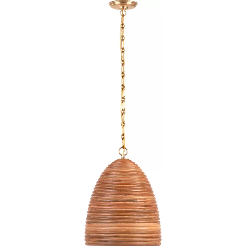 Suzanne Kasler Emerson LED 14 inch Hand-Rubbed Antique Brass Pendant Ceiling Light in Natural Rattan