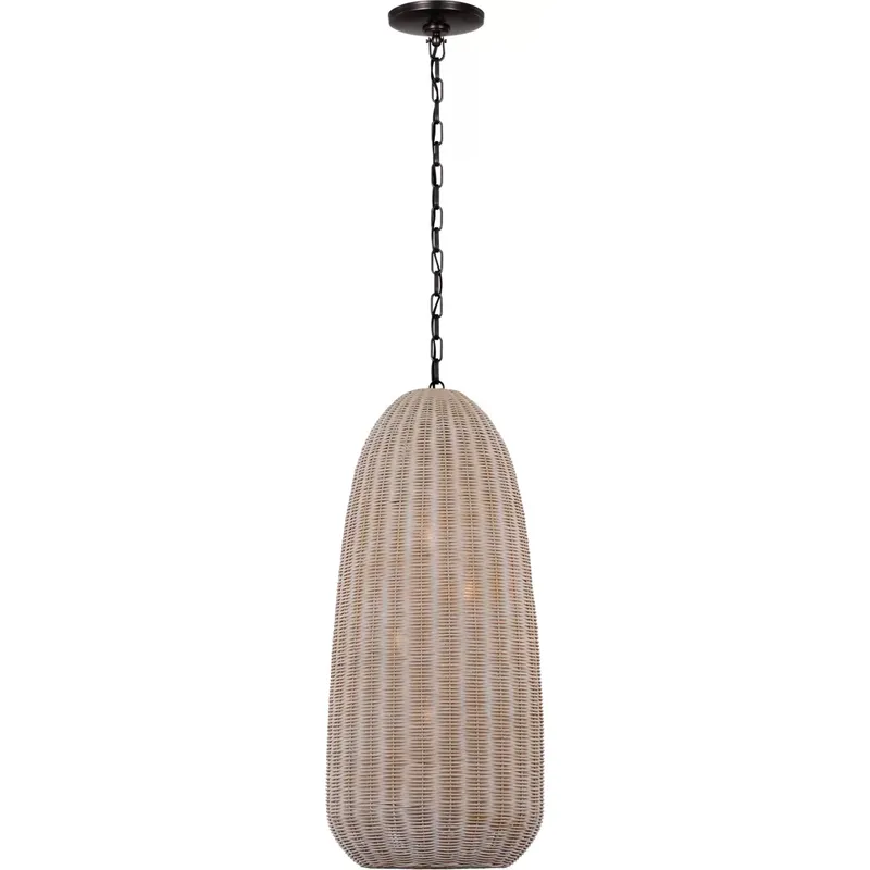 Chapman & Myers Kokomo LED 15 inch Bronze Elongated Pendant Ceiling Light in Ash Wicker