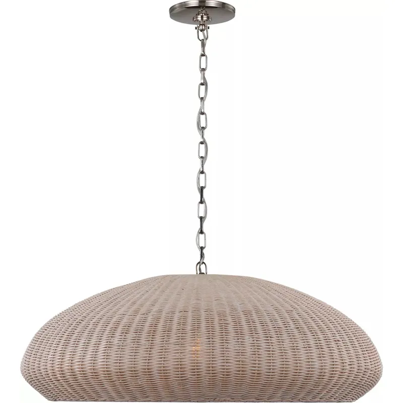 Chapman & Myers Kokomo LED 32 inch Polished Nickel Wide Pendant Ceiling Light in Ash Wicker