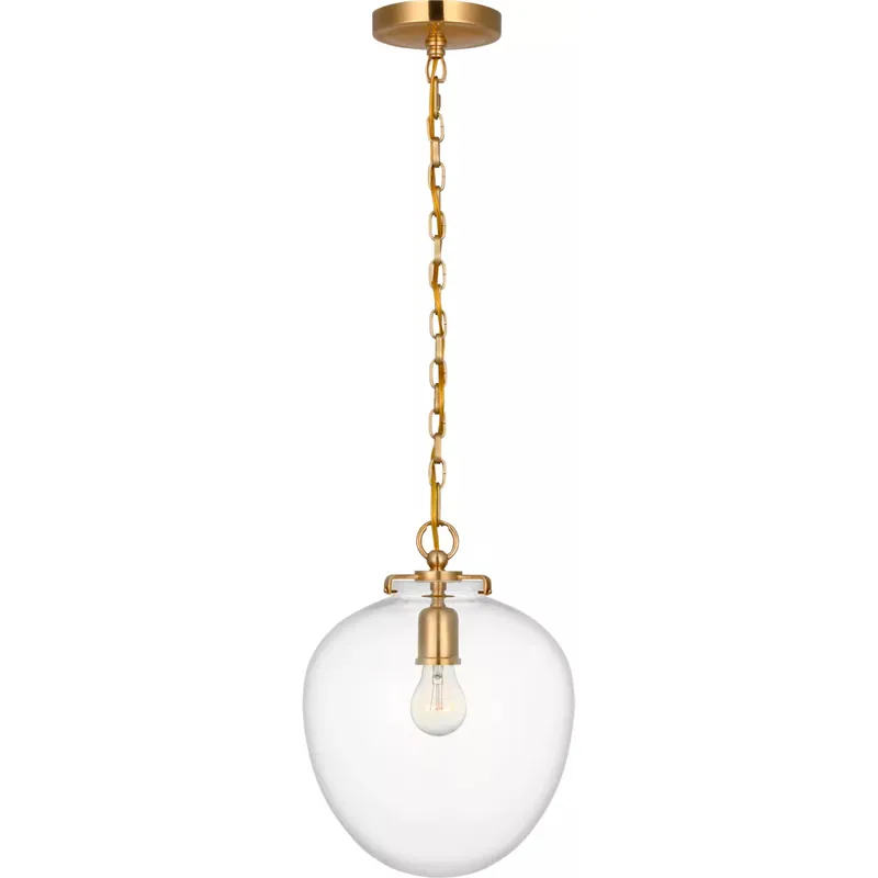Thomas O'Brien Katie2 1 Light 10.5 inch Hand-Rubbed Antique Brass Acorn Pendant Ceiling Light in Clear Glass