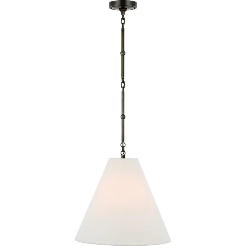 Thomas O'Brien Goodman 1 Light 15 inch Bronze Hanging Shade Ceiling Light in Linen, Small