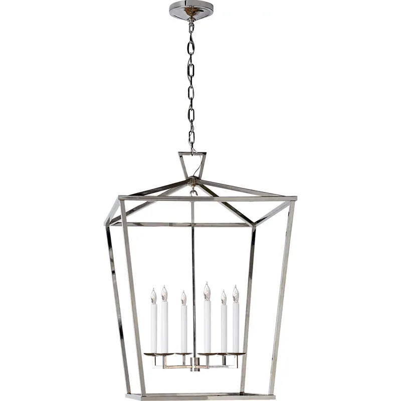 Chapman & Myers Darlana 6 Light 29 inch Polished Nickel Lantern Pendant Ceiling Light, Extra Large