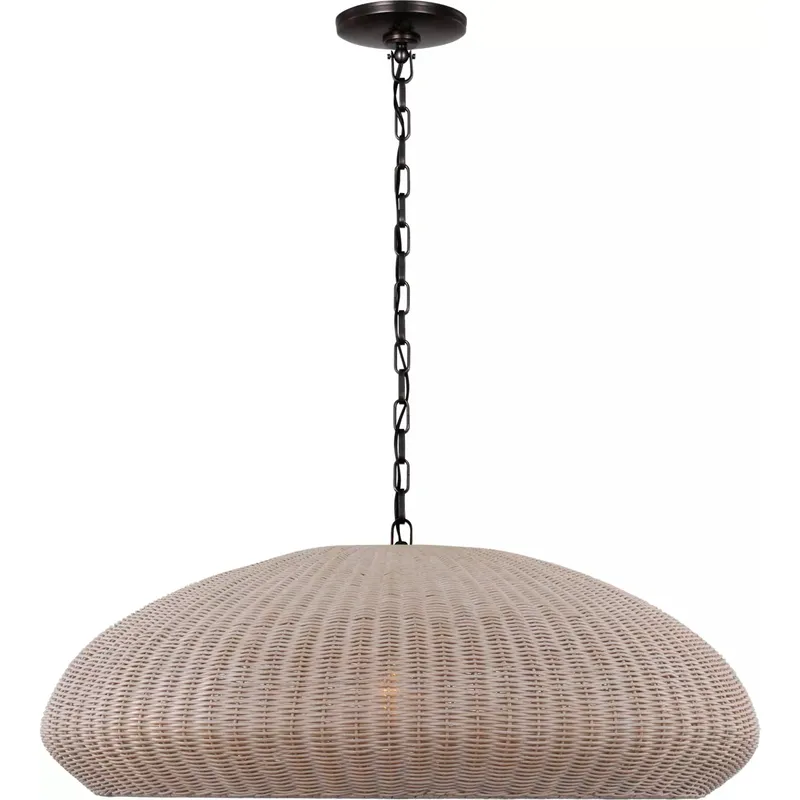 Chapman & Myers Kokomo LED 32 inch Bronze Wide Pendant Ceiling Light in Ash Wicker