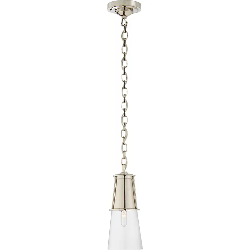 Thomas O'Brien Robinson 1 Light 4.75 inch Polished Nickel Pendant Ceiling Light in Clear Glass, Small