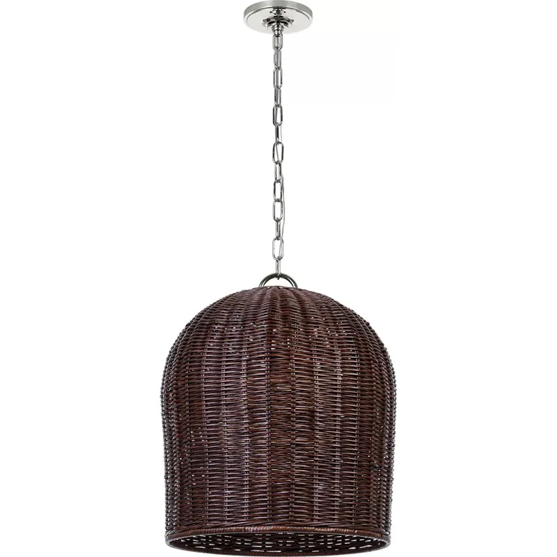 Marie Flanigan Nancy LED 18.75 inch Polished Nickel Woven Hanging Shade Ceiling Light in Espresso Wicker