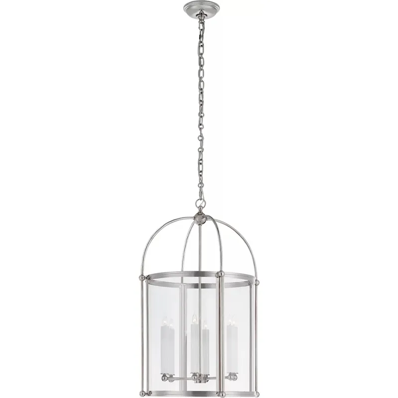 Chapman & Myers Riverside Round 6 Light 19 inch Polished Nickel Lantern Pendant Ceiling Light, Medium