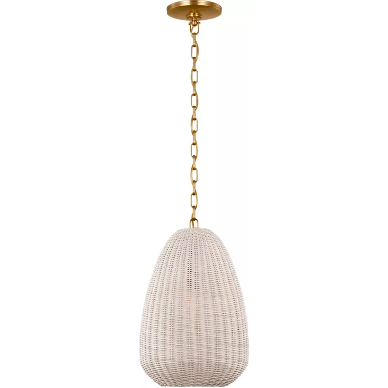 Chapman & Myers Kokomo LED 11.5 inch Antique-Burnished Brass Pendant Ceiling Light in Chalk Wicker