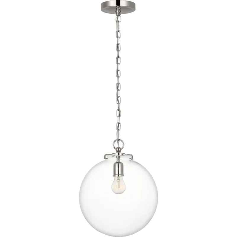 Thomas O'Brien Katie4 1 Light 12 inch Polished Nickel Globe Pendant Ceiling Light in Clear Glass