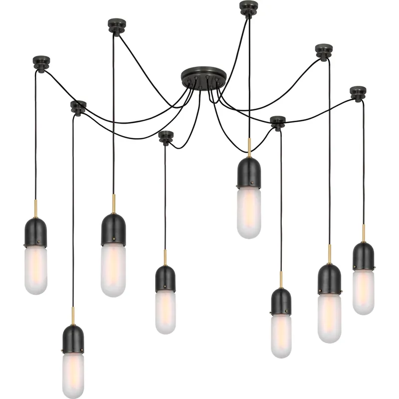 Thomas O'Brien Junio LED 9.5 inch Bronze and Brass Pendant Ceiling Light in Frosted Glass, Bronze and Hand-Rubbed Antique Brass