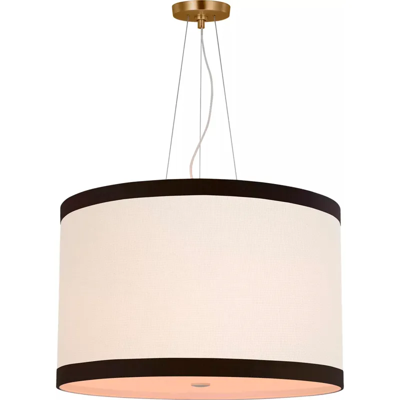 kate spade new york Walker LED 22 inch Gild Hanging Shade Ceiling Light in Cream Linen with Black Linen Trim, Medium