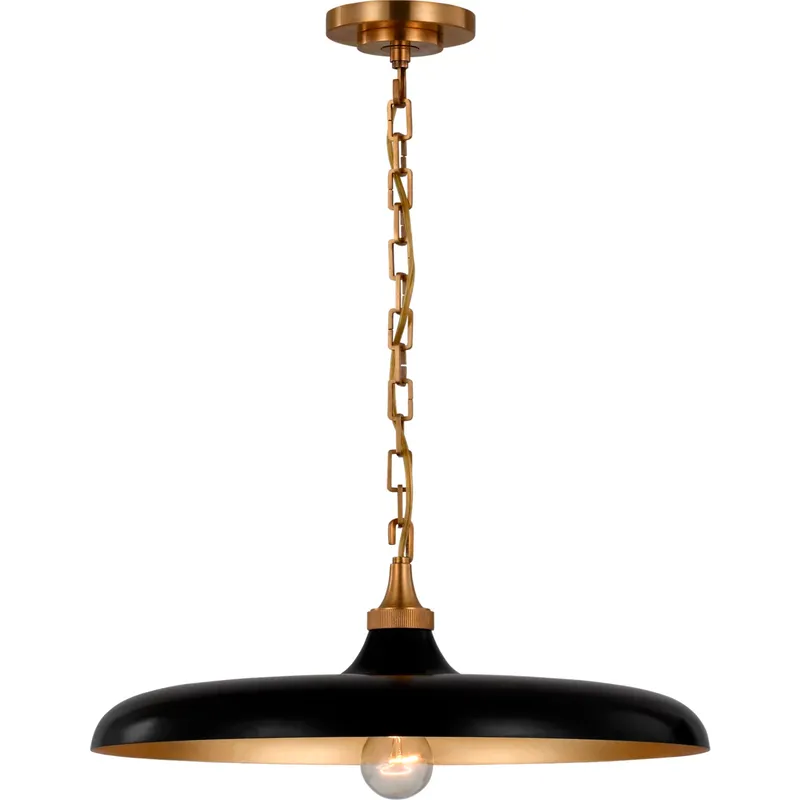 Thomas O'Brien Piatto LED 18 inch Hand-Rubbed Antique Brass Pendant Ceiling Light in Aged Iron, Medium