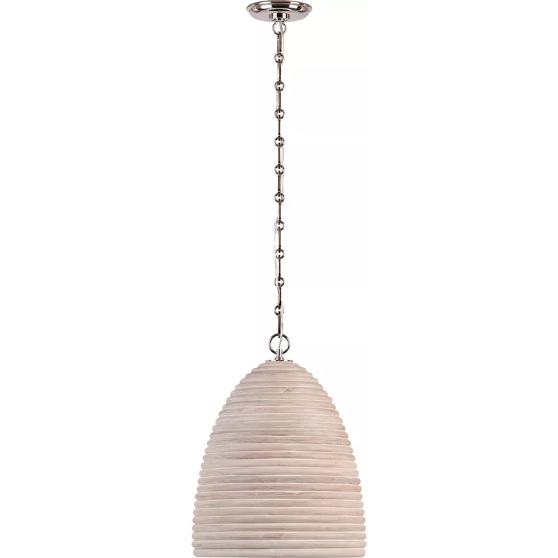 Suzanne Kasler Emerson LED 14 inch Polished Nickel Pendant Ceiling Light in Ash Rattan