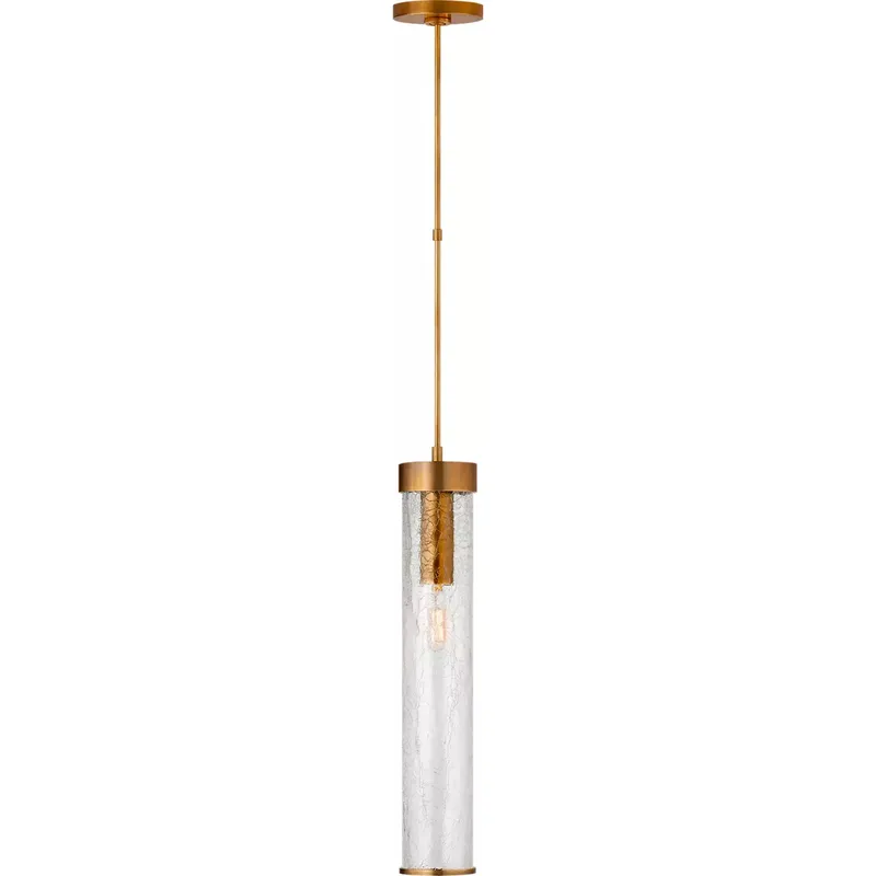 Kelly Wearstler Liaison 1 Light 3.5 inch Antique-Burnished Brass Pendant Ceiling Light in Crackle Glass
