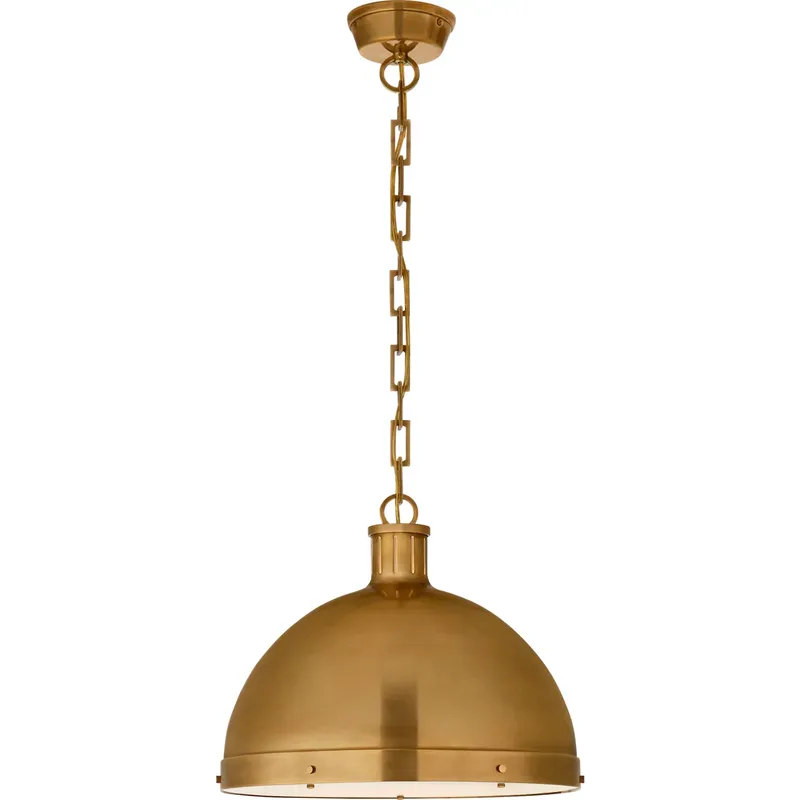 Thomas O'Brien Hicks 2 Light 16 inch Hand-Rubbed Antique Brass Pendant Ceiling Light, Extra Large