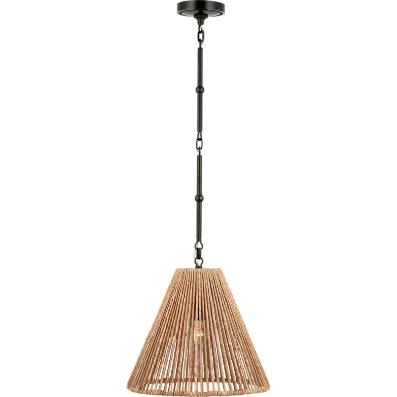 Thomas O'Brien Goodman 1 Light 15 inch Bronze Hanging Shade Ceiling Light in Natural Abaca, Small