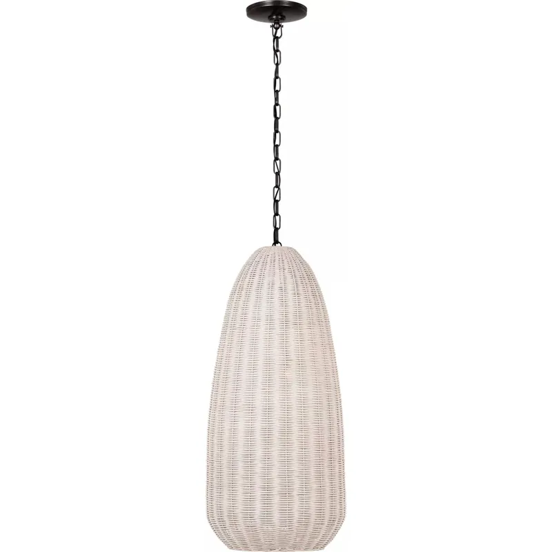 Chapman & Myers Kokomo LED 15 inch Bronze Elongated Pendant Ceiling Light in Chalk Wicker
