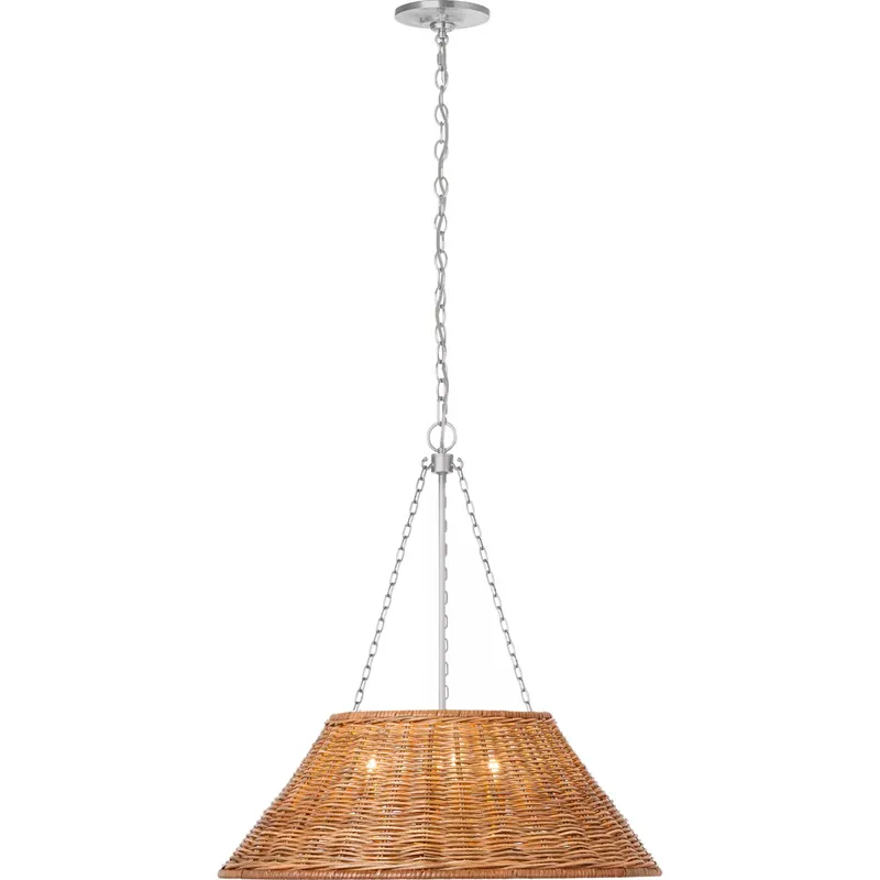 Marie Flanigan Corinne LED 24 inch Polished Nickel Woven Hanging Shade Ceiling Light in Natural Wicker