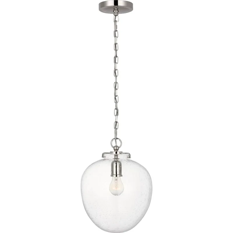 Thomas O'Brien Katie2 1 Light 10.5 inch Polished Nickel Acorn Pendant Ceiling Light in Seeded Glass