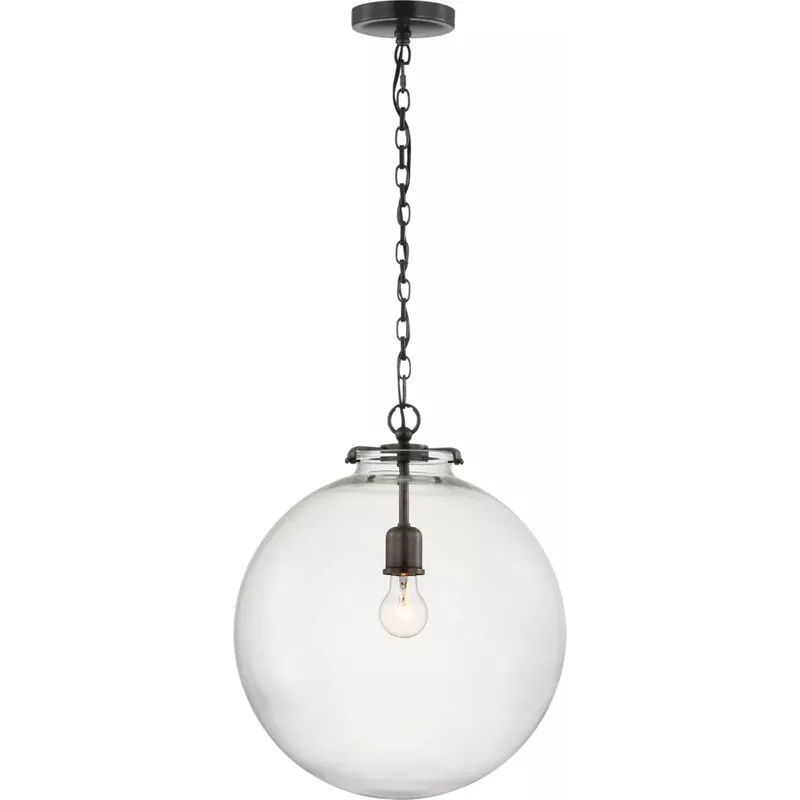 Thomas O'Brien Katie LED 16 inch Bronze Globe Pendant Ceiling Light in Clear Glass, Large