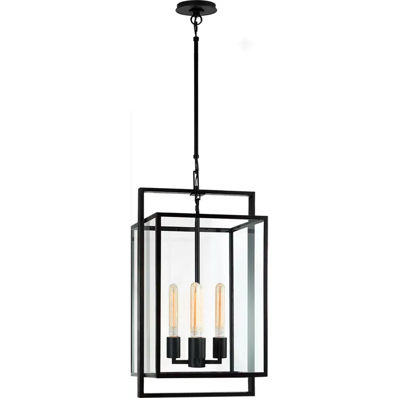 Ian K. Fowler Halle 4 Light 14 inch Aged Iron Lantern Pendant Ceiling Light, Small