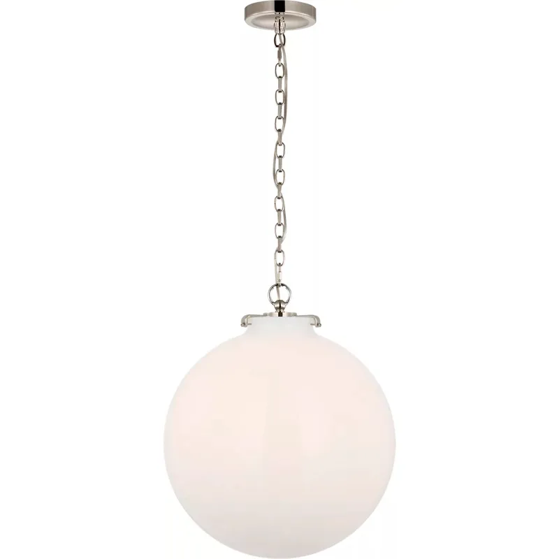 Thomas O'Brien Katie LED 16 inch Polished Nickel Globe Pendant Ceiling Light in White Glass, Large