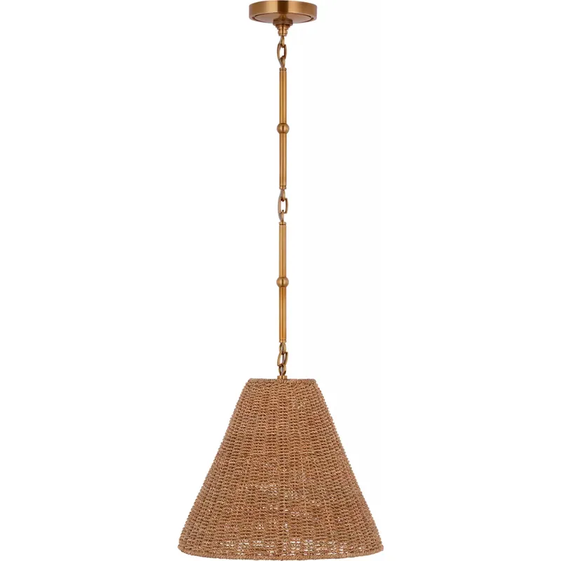 Thomas O'Brien Goodman 1 Light 15 inch Hand-Rubbed Antique Brass Hanging Shade Ceiling Light in Toast, Small