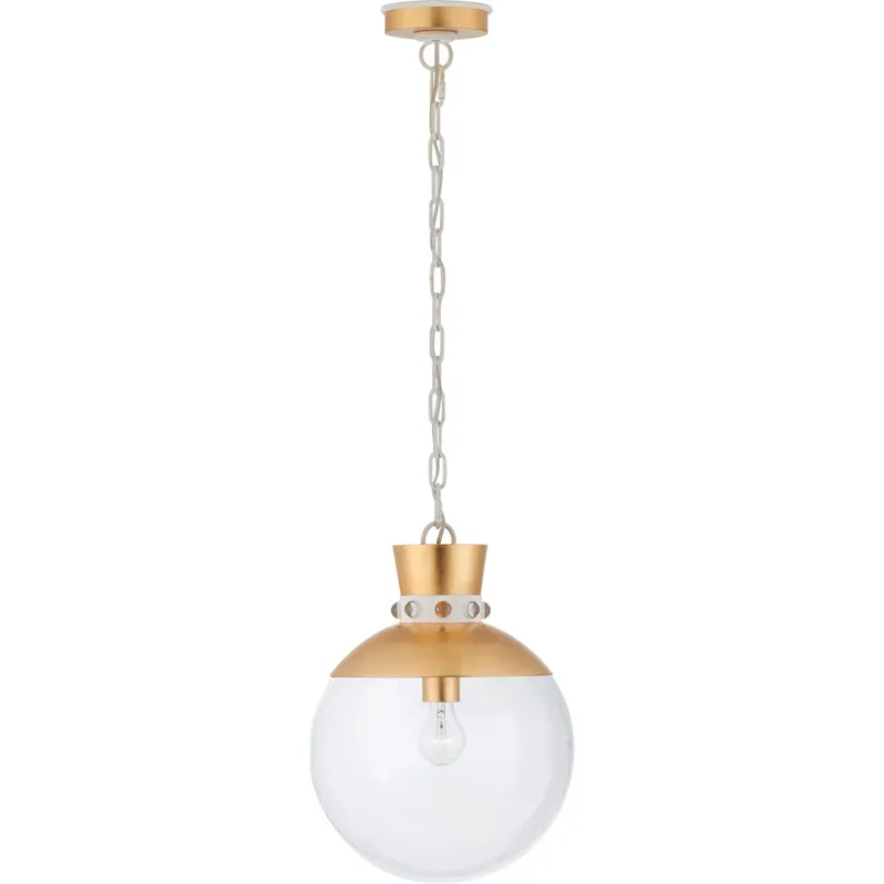 Julie Neill Lucia 1 Light 13 inch Gild with White Pendant Ceiling Light in Gild and White, Medium