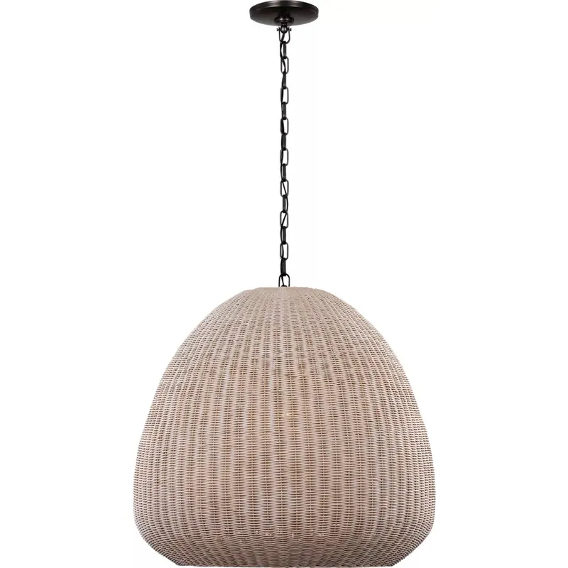 Chapman & Myers Kokomo LED 30 inch Bronze Domed Pendant Ceiling Light in Ash Wicker