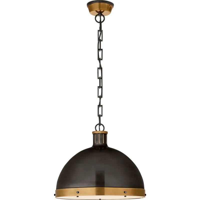 Thomas O'Brien Hicks 2 Light 16 inch Bronze with Antique Brass Pendant Ceiling Light in Bronze and Hand-Rubbed Antique Brass, Extra Large