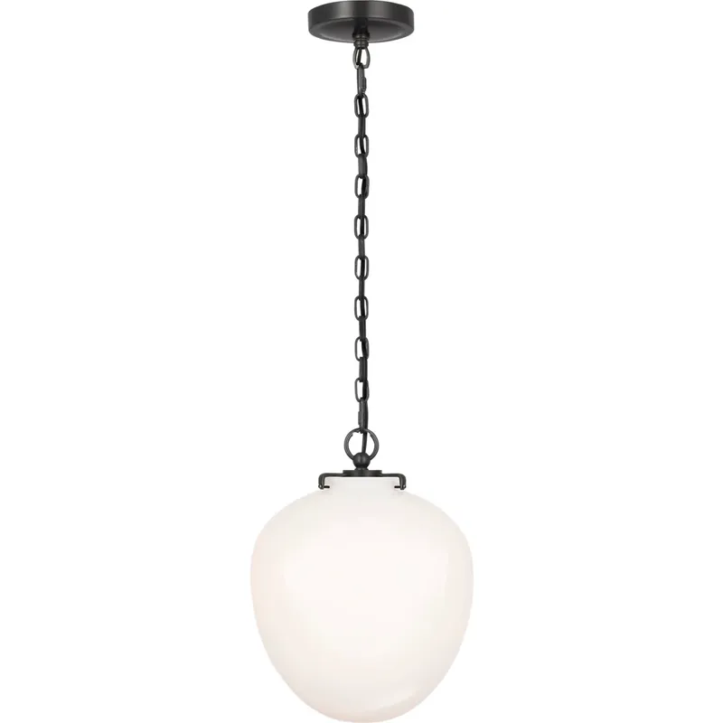 Thomas O'Brien Katie2 1 Light 10.5 inch Bronze Acorn Pendant Ceiling Light in White Glass