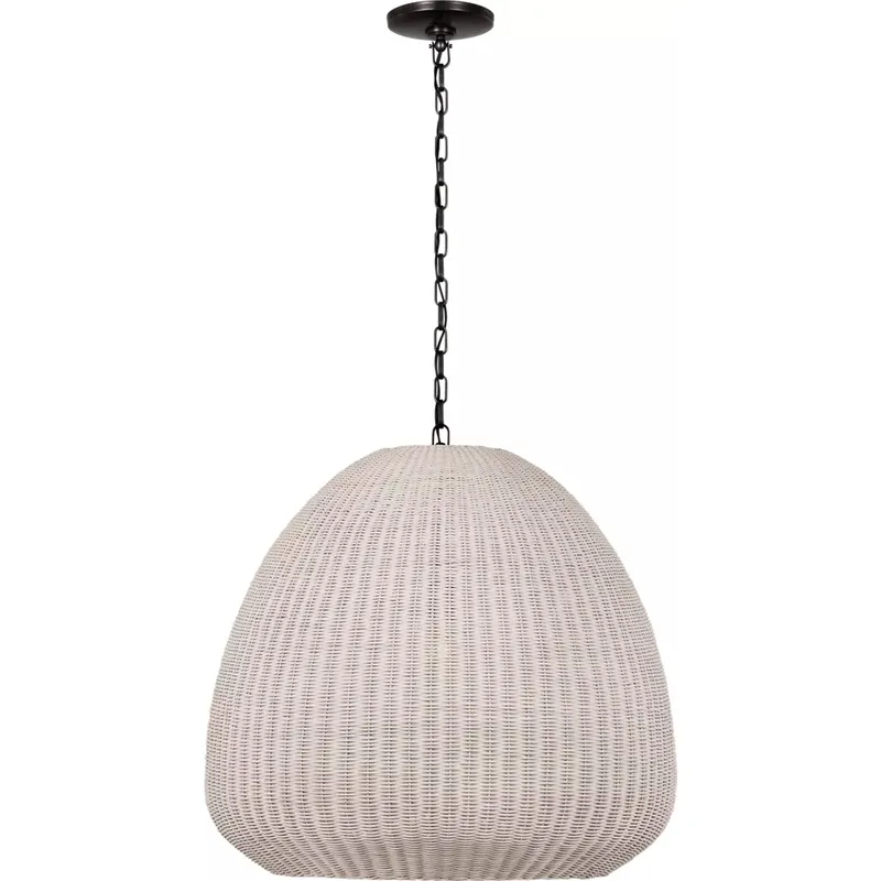 Chapman & Myers Kokomo LED 30 inch Bronze Domed Pendant Ceiling Light in Chalk Wicker