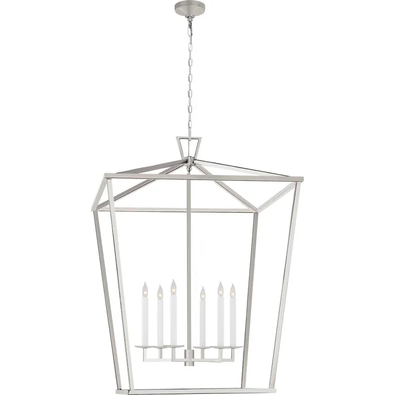 Chapman & Myers Darlana 6 Light 36 inch Polished Nickel Lantern Pendant Ceiling Light, XXL