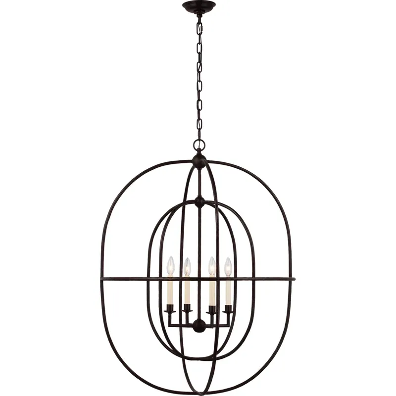 Chapman & Myers Desmond LED 31 inch Aged Iron Open Double Oval Lantern Pendant Ceiling Light