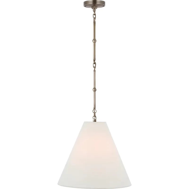 Thomas O'Brien Goodman 1 Light 15 inch Antique Nickel Hanging Shade Ceiling Light in Linen, Small