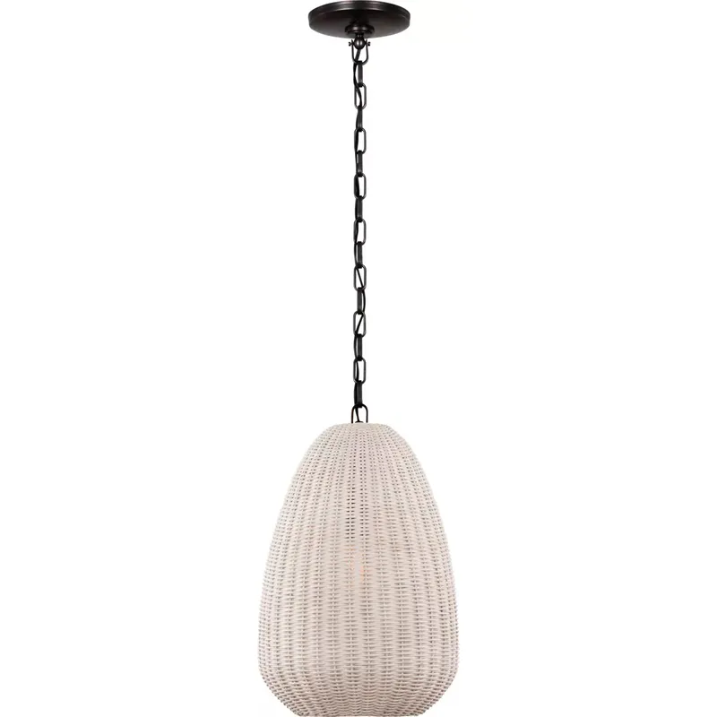 Chapman & Myers Kokomo LED 11.5 inch Bronze Pendant Ceiling Light in Chalk Wicker