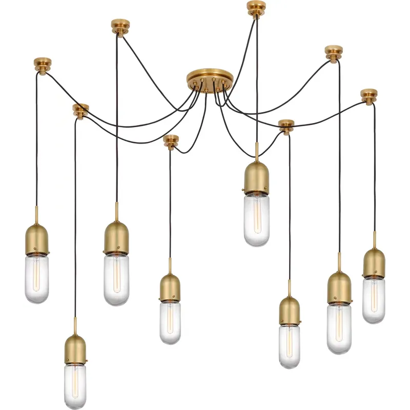 Thomas O'Brien Junio LED 9.5 inch Hand-Rubbed Antique Brass Pendant Ceiling Light in Clear Glass