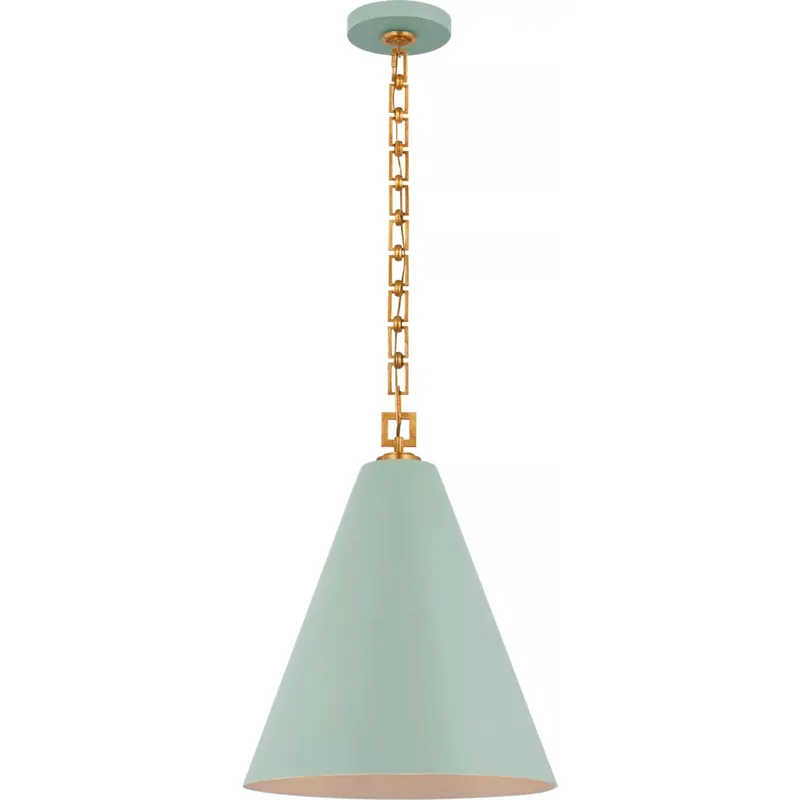 Julie Neill Theo LED 17 inch Pale Blue and Gild Pendant Ceiling Light