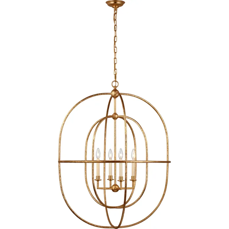 Chapman & Myers Desmond LED 31 inch Gild Open Double Oval Lantern Pendant Ceiling Light