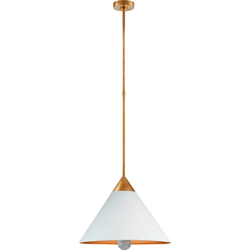Kelly Wearstler Cleo LED 20 inch Antique-Burnished Brass Pendant Ceiling Light in Antique-Burnished Brass and White